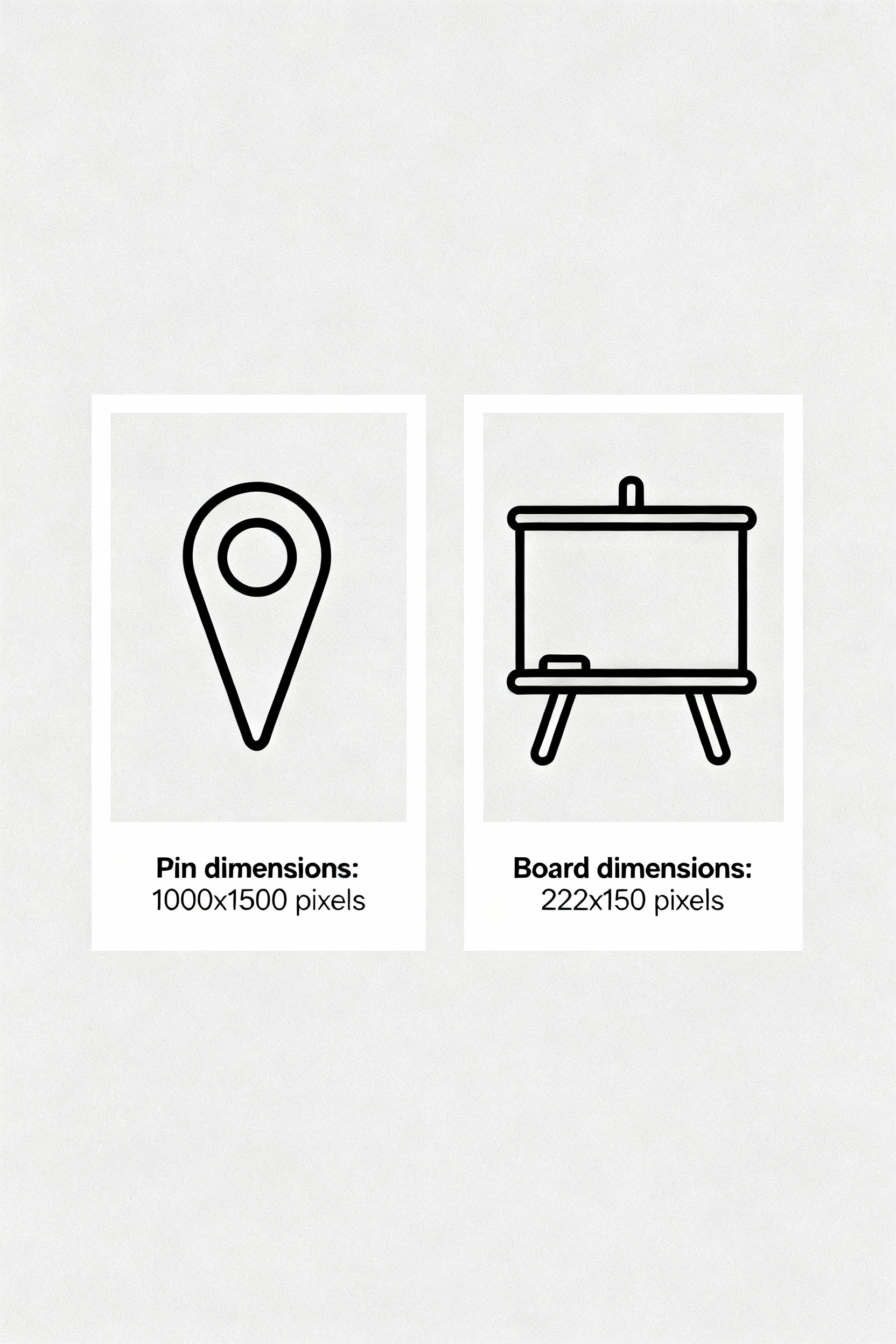Pinterest image size examples showing pin and board dimensions