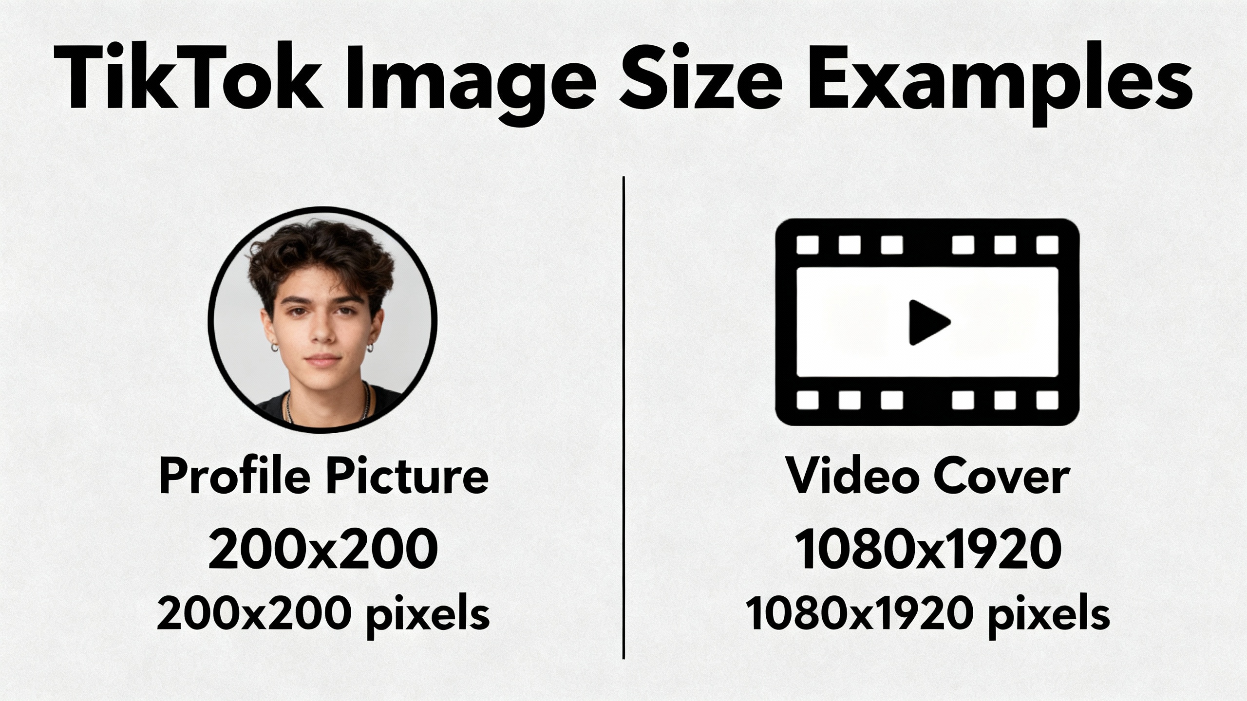 TikTok image size examples showing profile and video cover dimensions