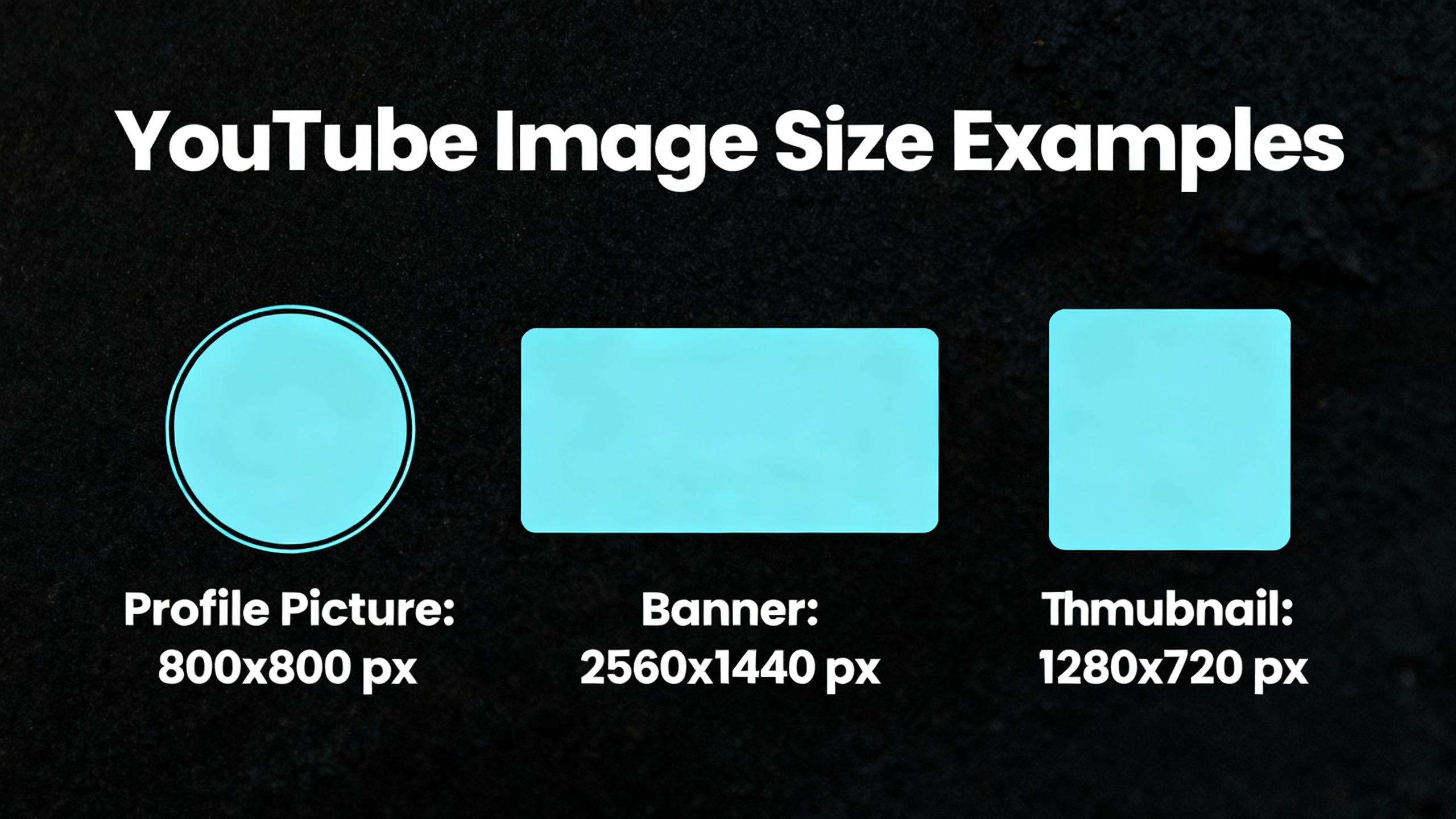 YouTube image size examples showing profile, banner, and thumbnail dimensions